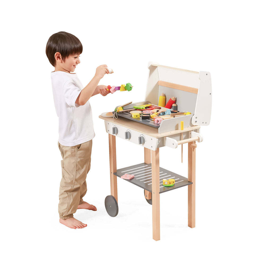 Wooden BBQ Play Set with 47 Accessories