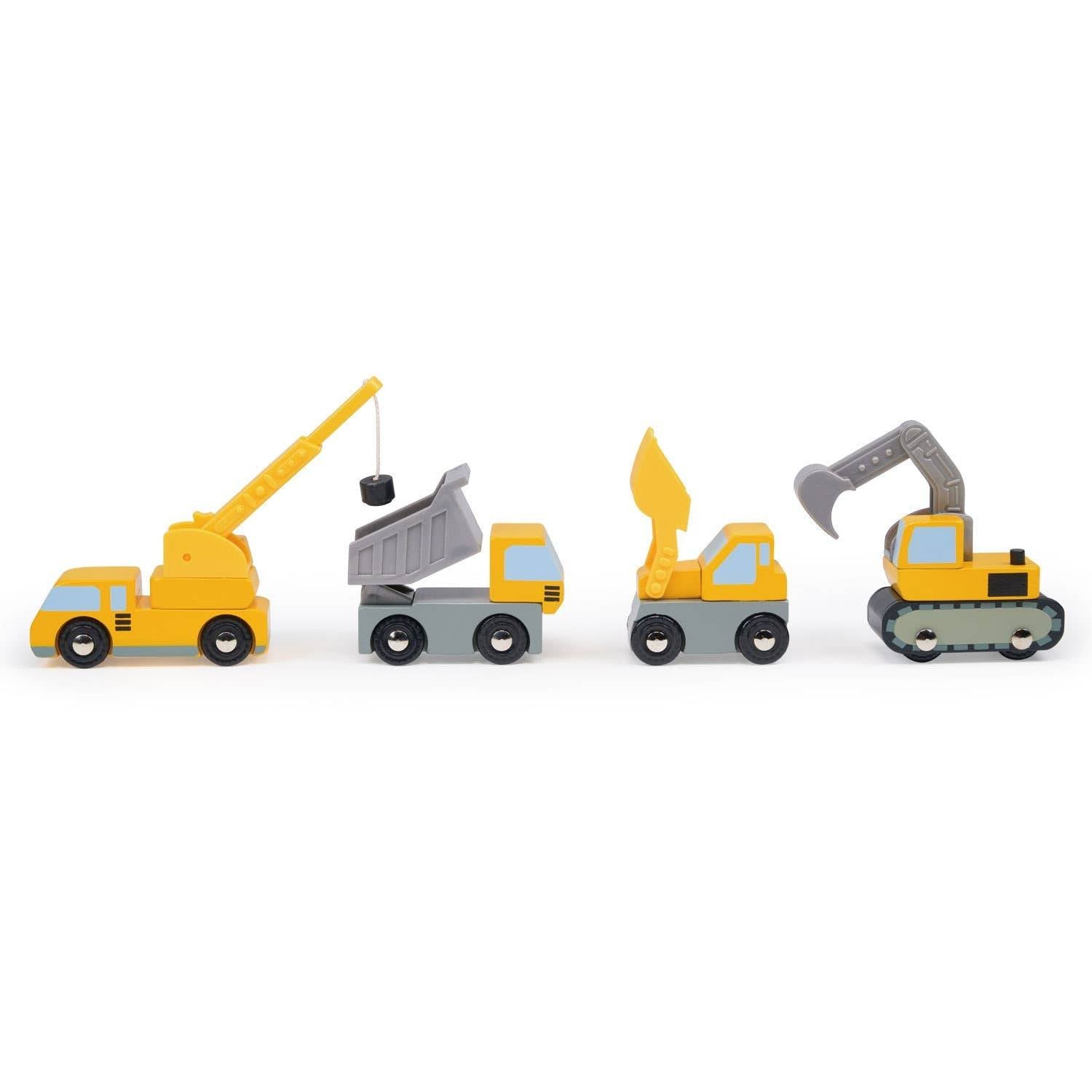 Construction Building Site Vehicles - Mentari Wooden Toys Play Set - Imagination Wooden Toys