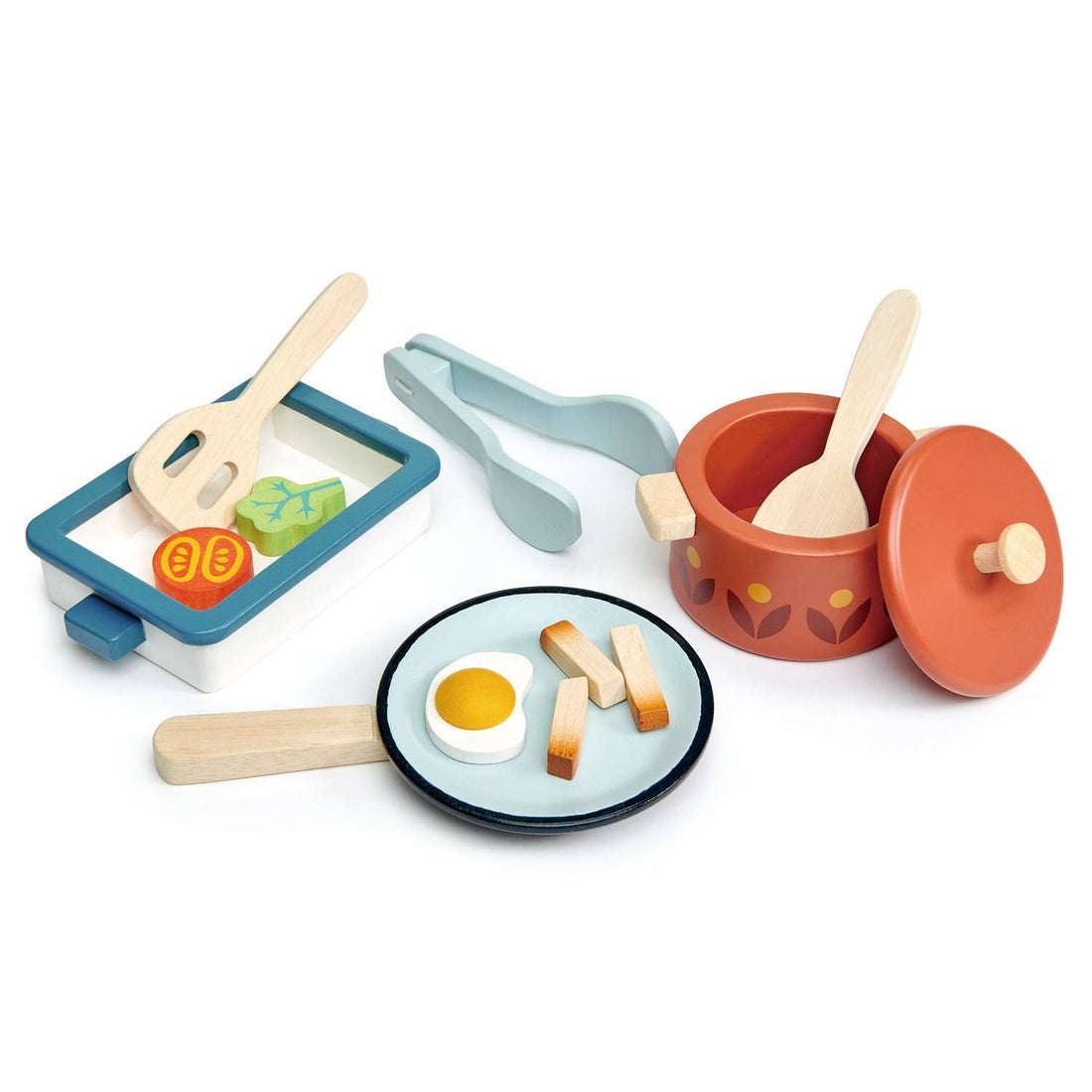 Pots and Pans Wooden Toy Kitchen Play Set - Imagination Wooden Toys