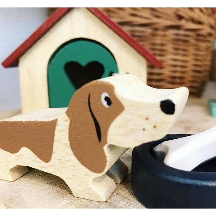 Wooden Pet Dog Kennel Play Set Dolls House Accessory