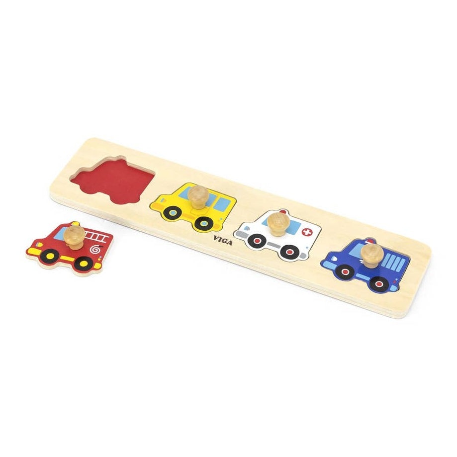 Wooden Toy Flat Peg Puzzle - Emergency Vehicles / Transport - Imagination Wooden Toys