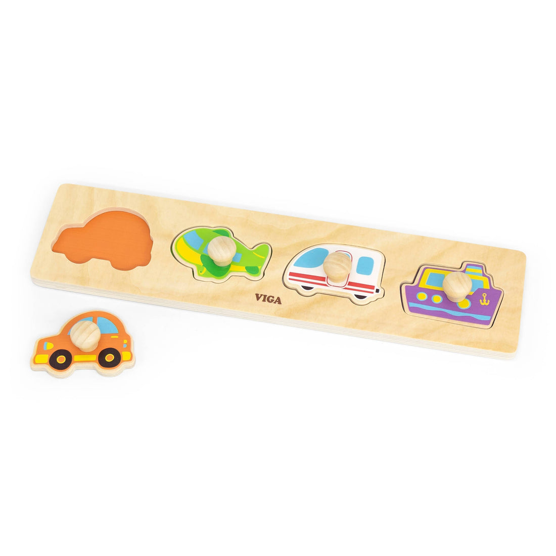 Wooden Toy Flat Peg Puzzle - Vehicles / Transport - Imagination Wooden Toys