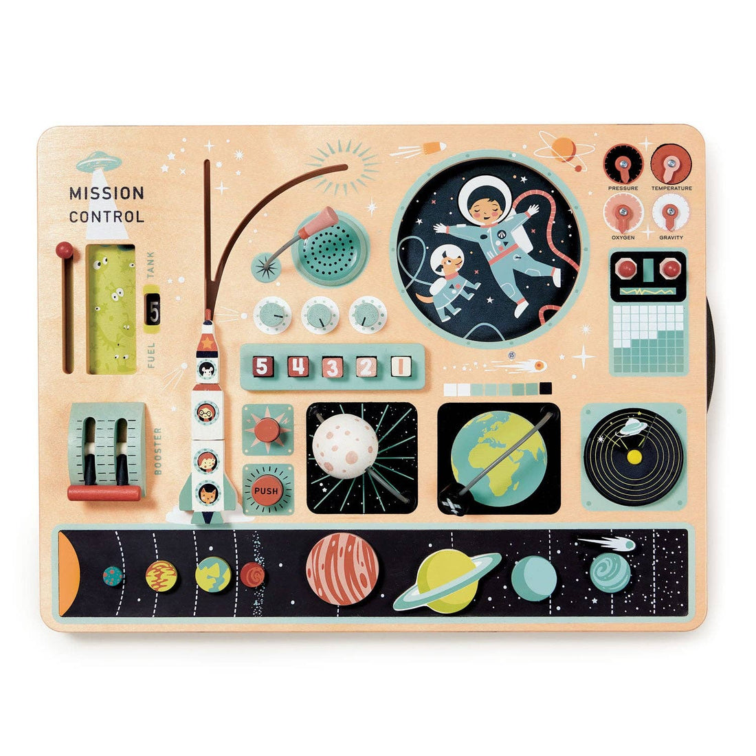 Mission Control Space Station Activity Play Board - Wooden Toy - Imagination Wooden Toys