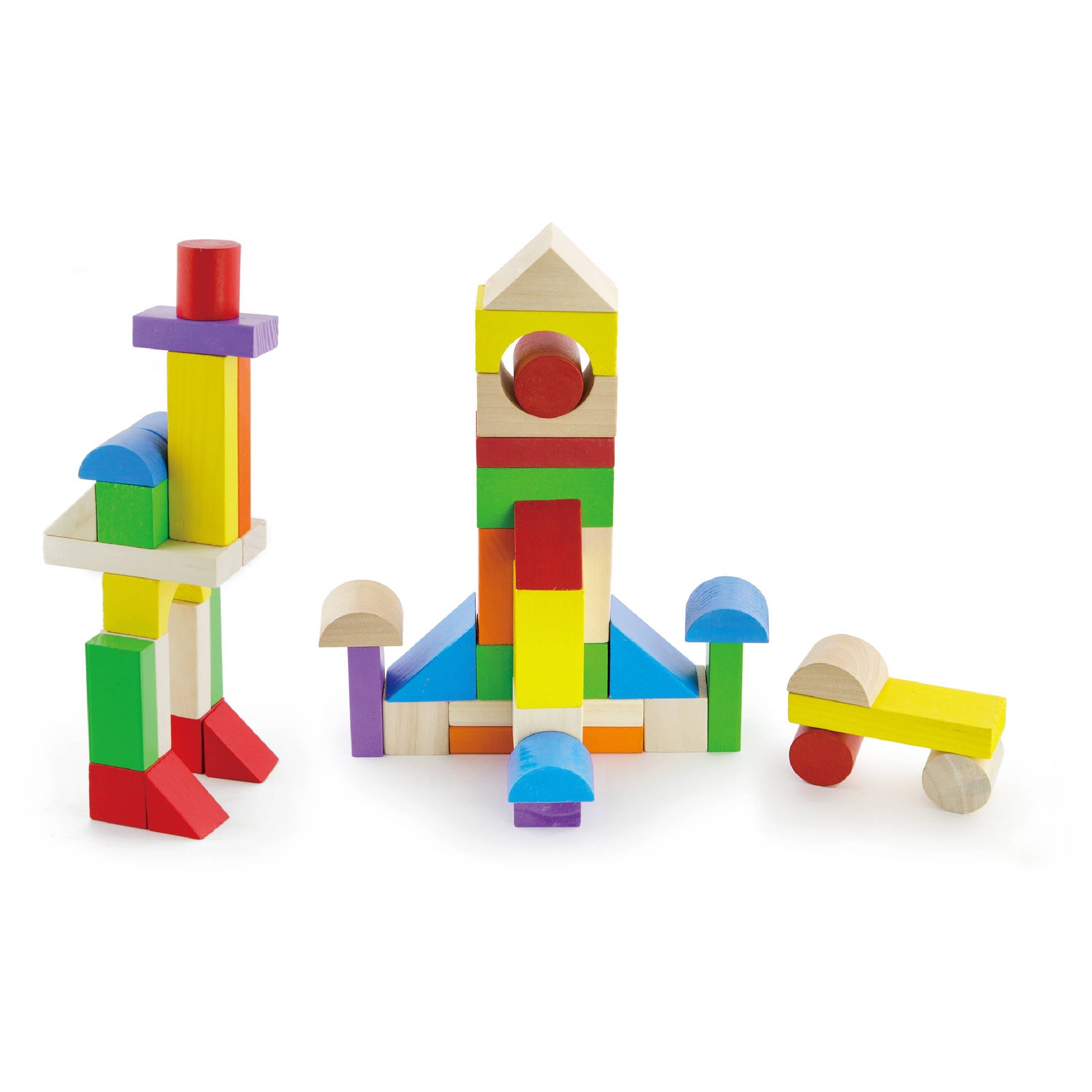 Colourful Wooden Building Stacking Blocks - 100 Piece Tub Set - Imagination Wooden Toys