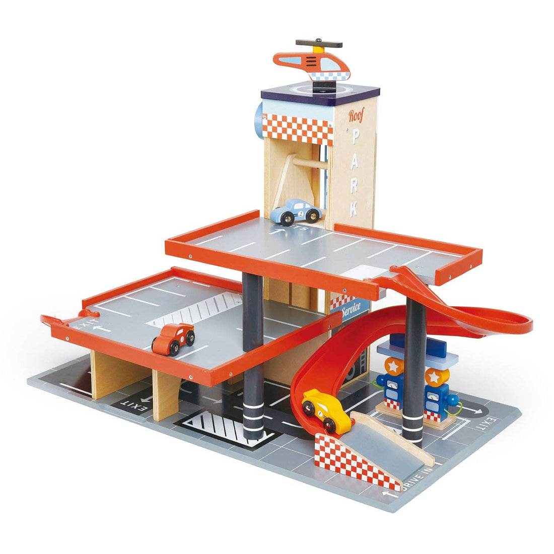 Blue Bird Service Station Car Garage Wooden Toy - Imagination Wooden Toys