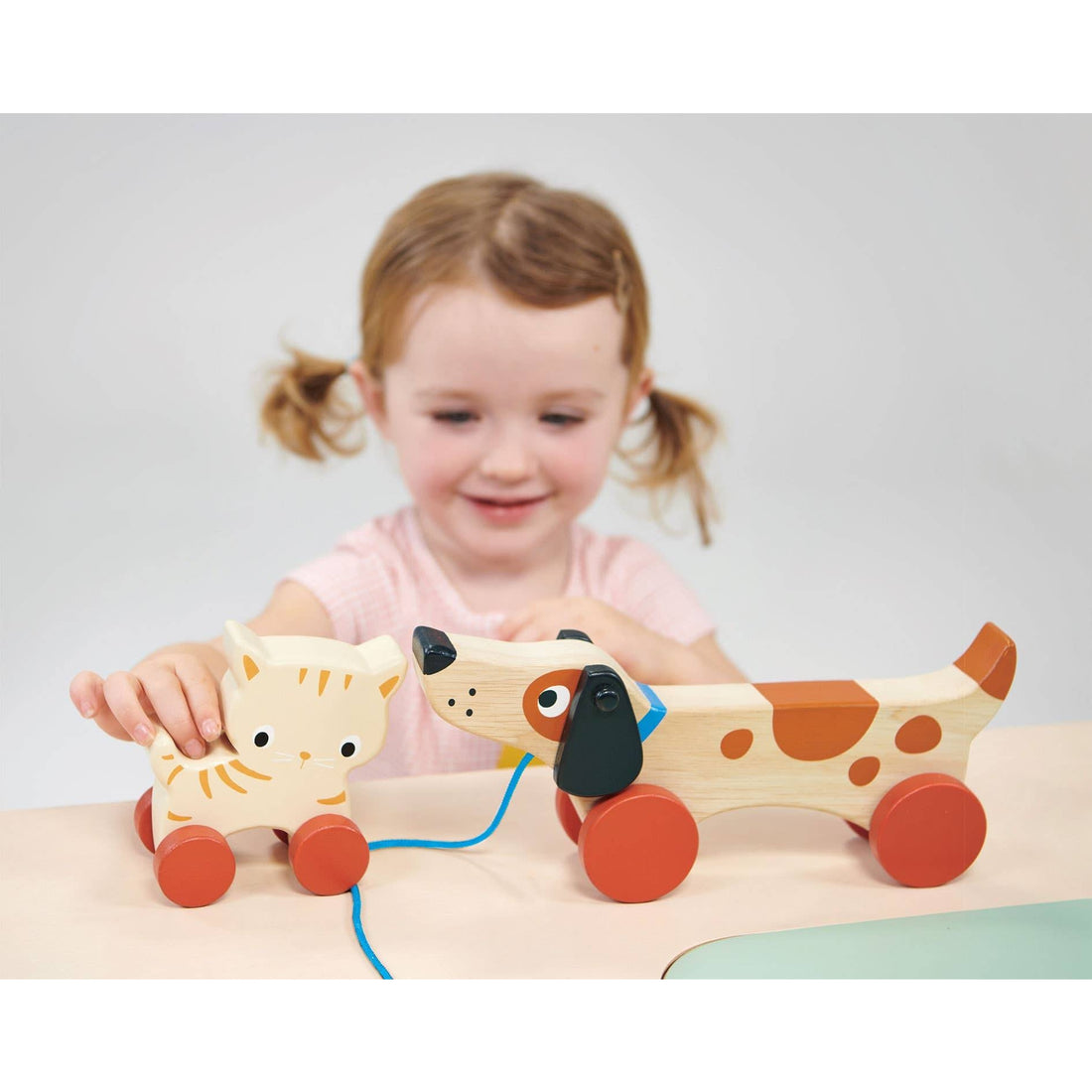 Pull Along Puppy Dog On Wheels Wooden Toy - Mentari - Imagination Wooden Toys