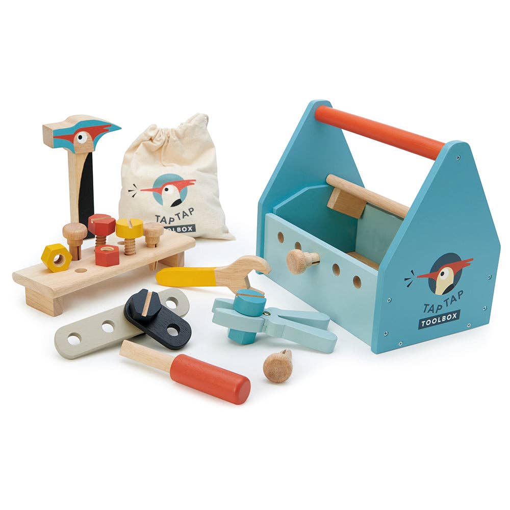 Tap Tap Tool Box Kit - Wooden Role Play Toy Set - Imagination Wooden Toys