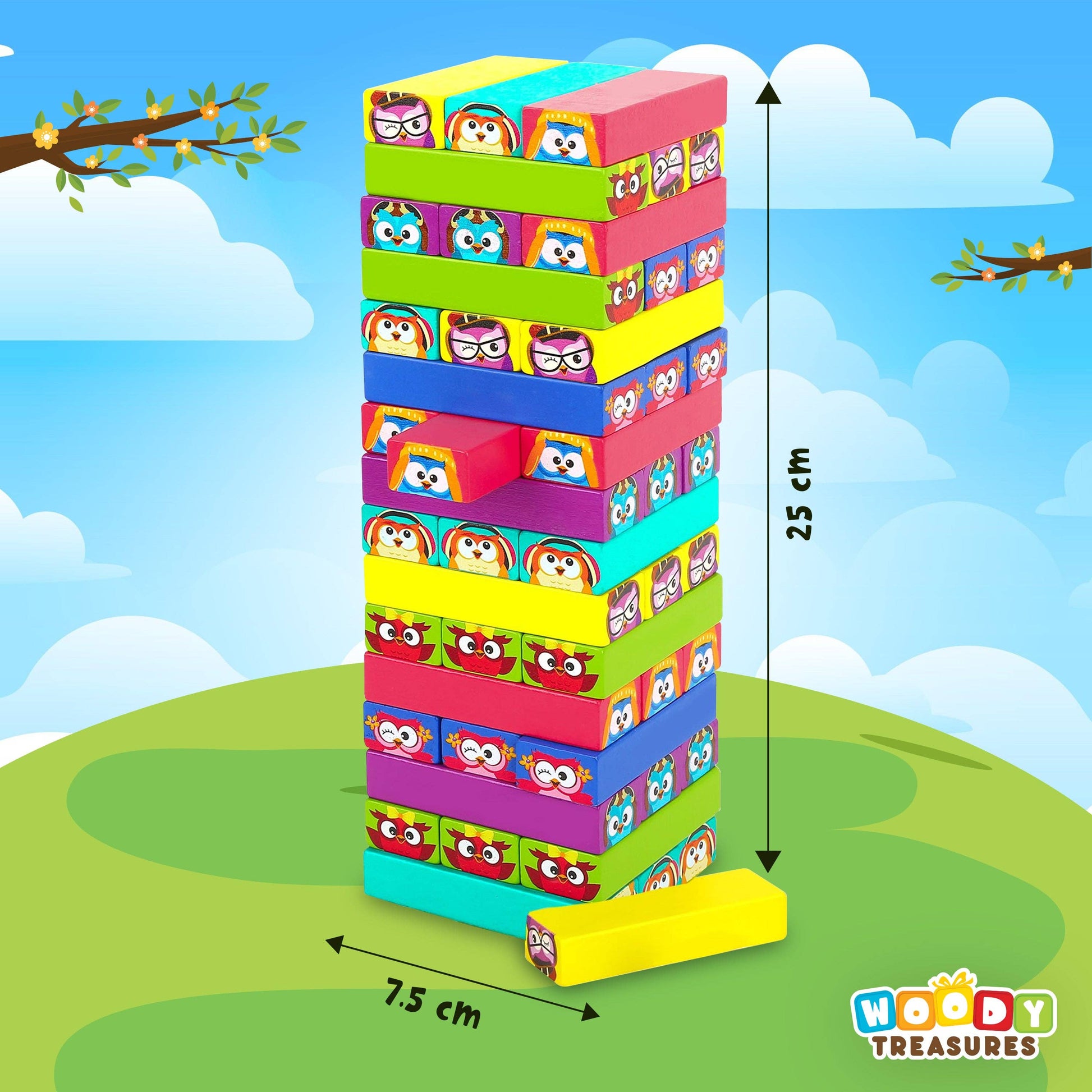 Tumbling Tower Stacking Game Wooden Toy - Woody Treasures - Imagination Wooden Toys