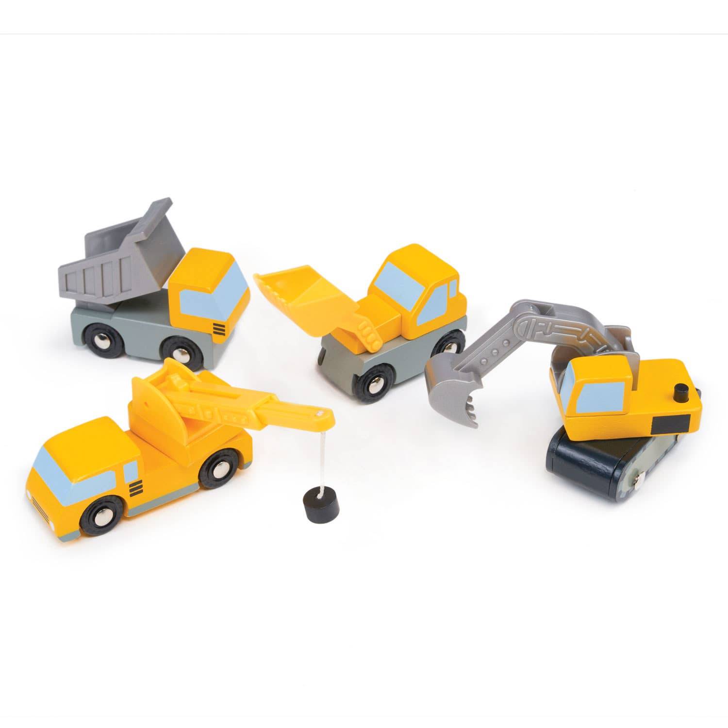 Construction Building Site Vehicles - Mentari Wooden Toys Play Set - Imagination Wooden Toys