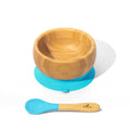 Avanchy Baby Bamboo Stay Put Suction Bowl + Spoon: Blue - Imagination Wooden Toys