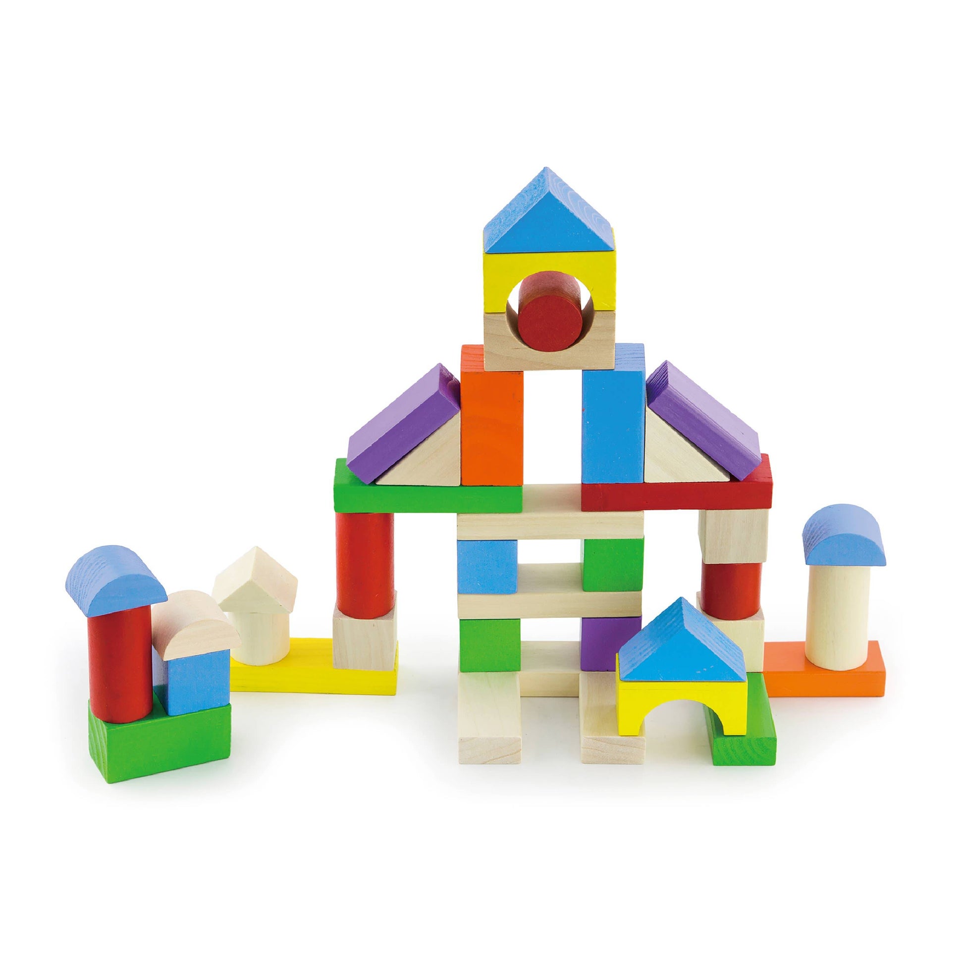 Colourful Wooden Building Stacking Blocks - 100 Piece Tub Set - Imagination Wooden Toys