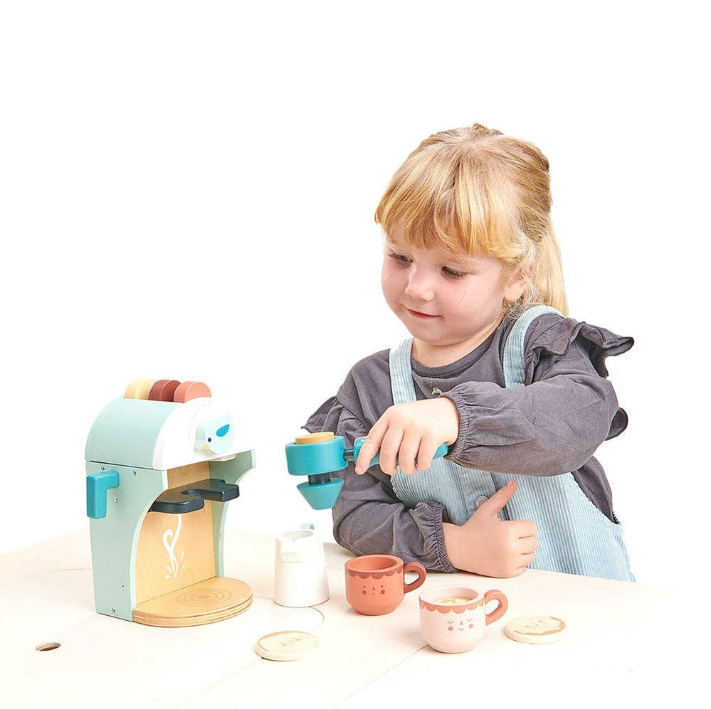 Wooden Babyccino Maker - Toy Cappuccino Coffee Machine - Imagination Wooden Toys