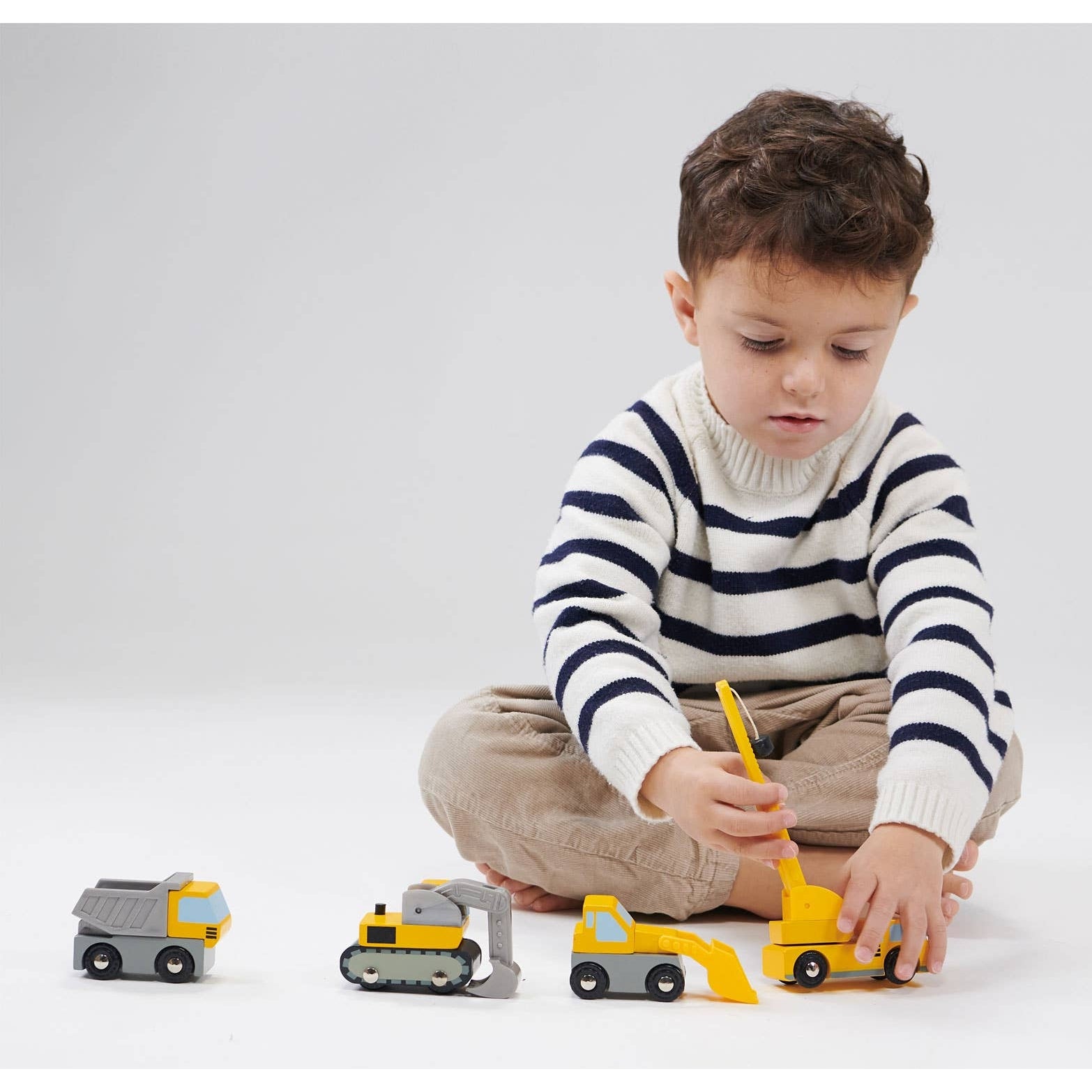 Construction Building Site Vehicles - Mentari Wooden Toys Play Set - Imagination Wooden Toys