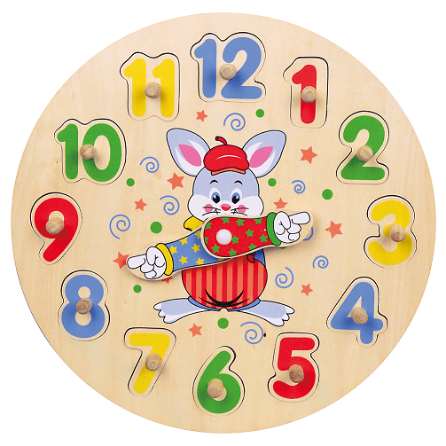 Wooden Time Telling Number Learning Clock Peg Puzzle - Imagination Wooden Toys