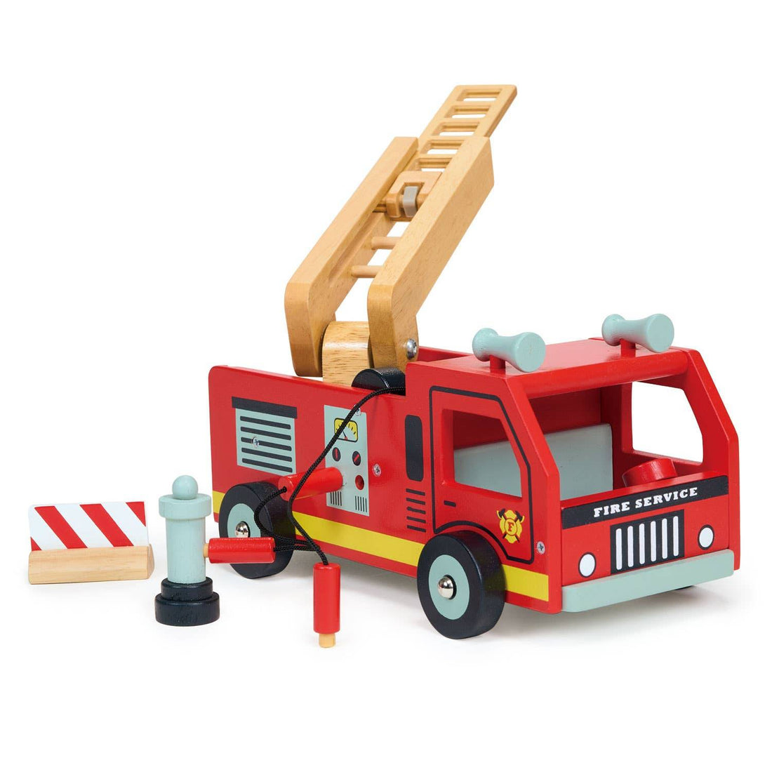 Wooden Emergency Red Fire Engine Toy - Mentari - Imagination Wooden Toys