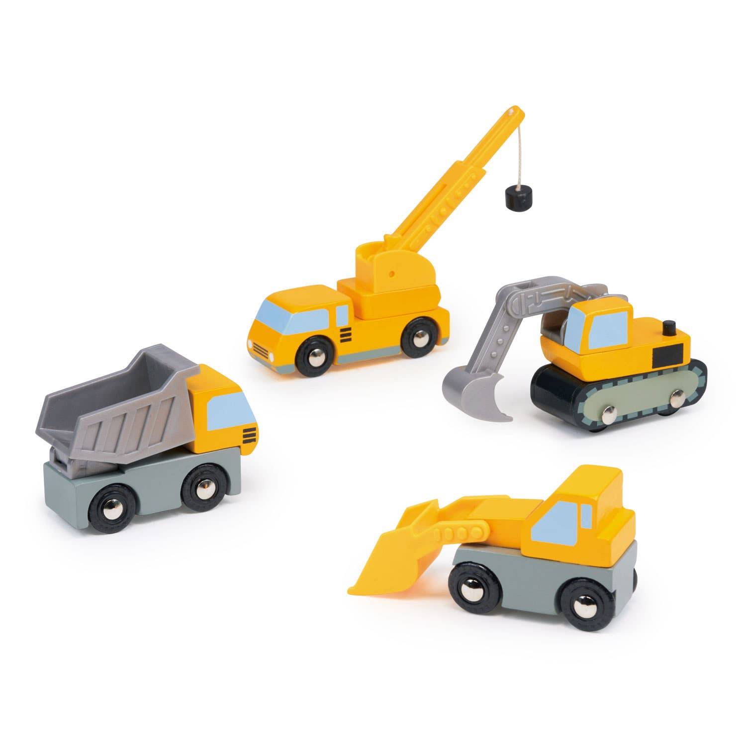 Construction Building Site Vehicles - Mentari Wooden Toys Play Set - Imagination Wooden Toys