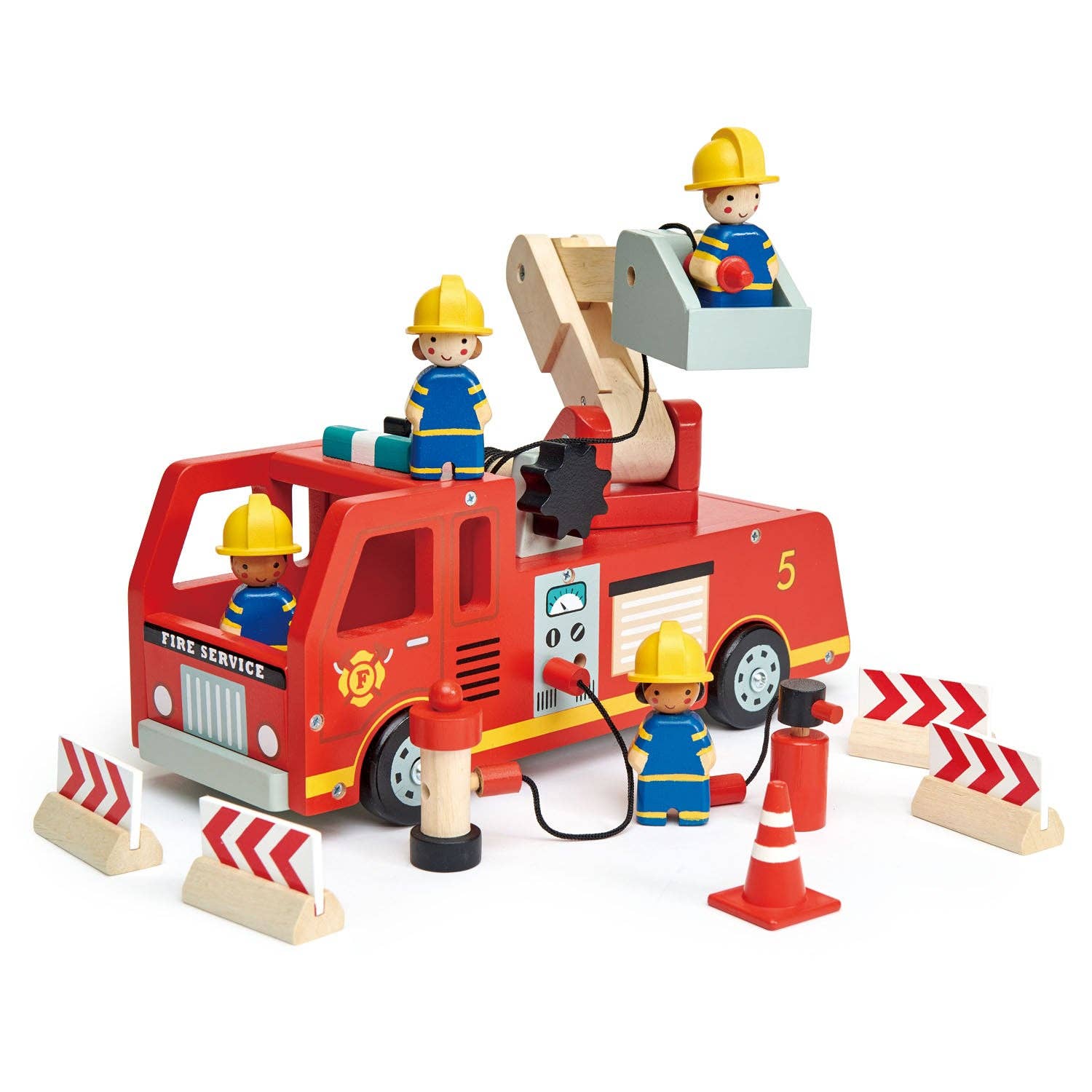 Wooden Emergency Fire Engine Toy Play Set - Imagination Wooden Toys