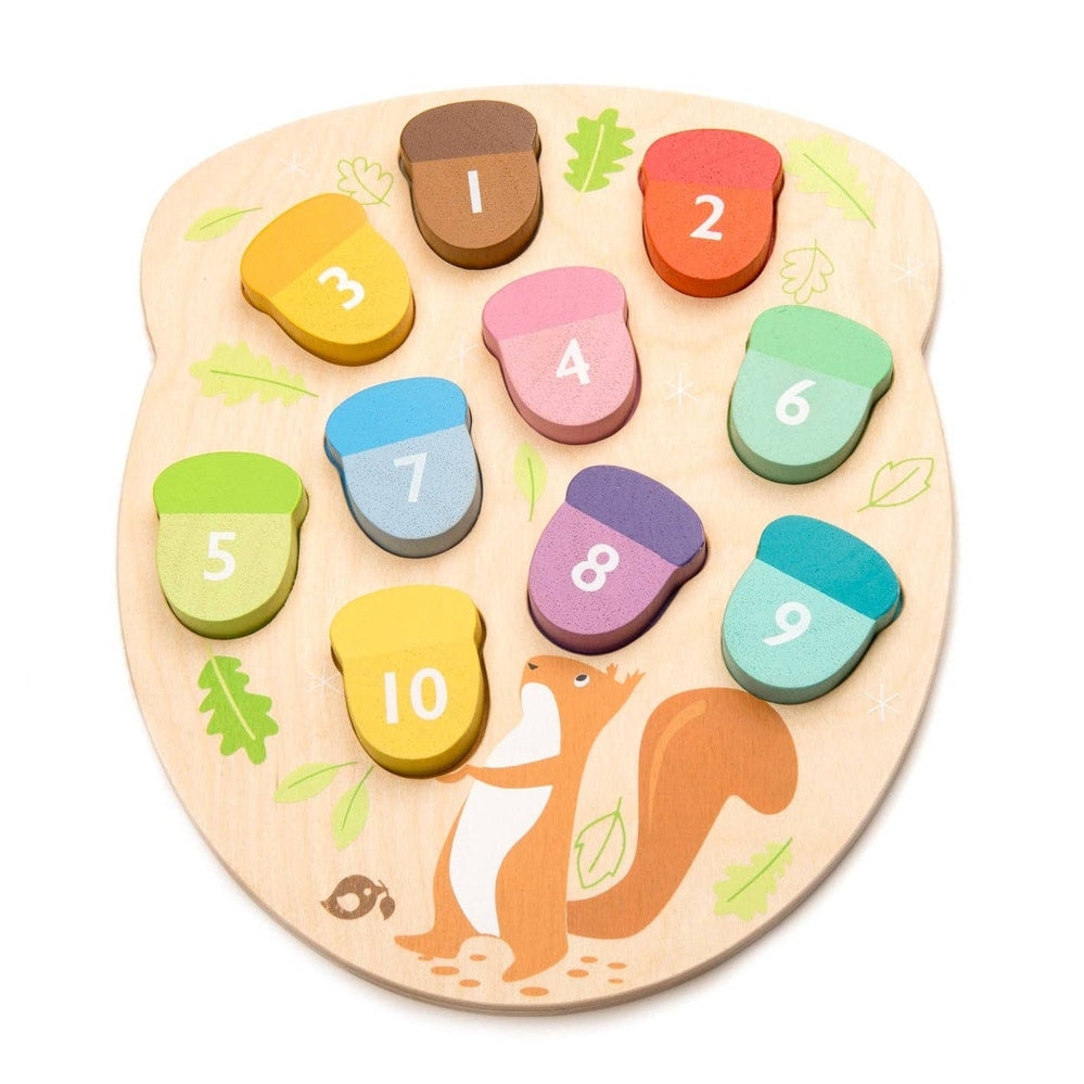 How Many Acorns? Wooden Numbers Counting Puzzle - Imagination Wooden Toys