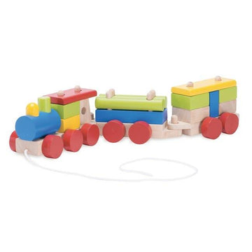 Colorful Wooden Pull Along Stacking Blocks Train Toy - Imagination Wooden Toys