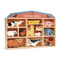 Wooden Farmyard Animal Set & Storage Shelf - 13 Farm Animals - Imagination Wooden Toys