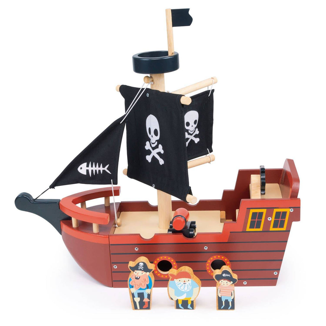 Fishbones Pirate Ship Wooden Boat Toy - Mentari - Imagination Wooden Toys