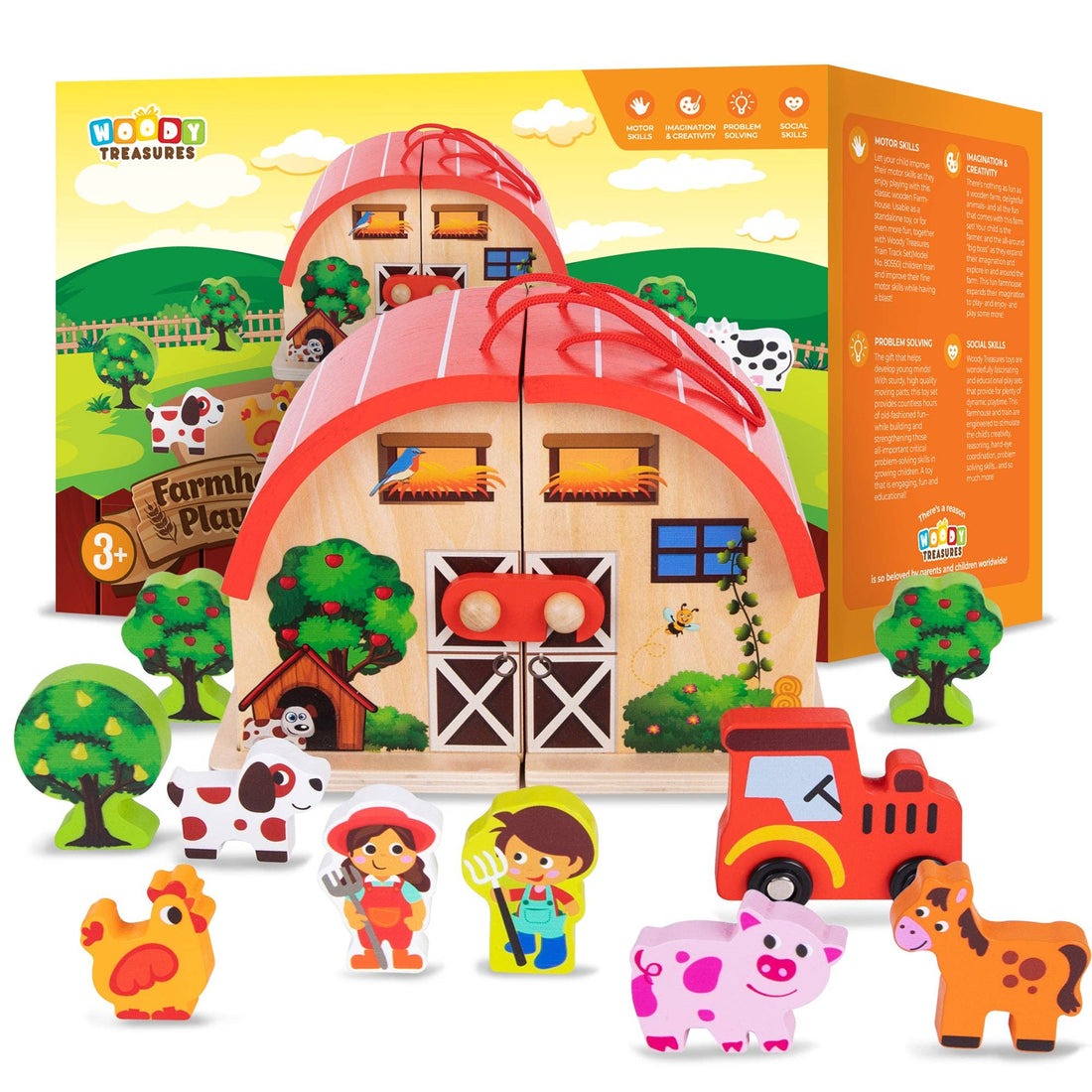 Small Wooden Farm Yard Barn Play Set - Wood Treasures - Imagination Wooden Toys