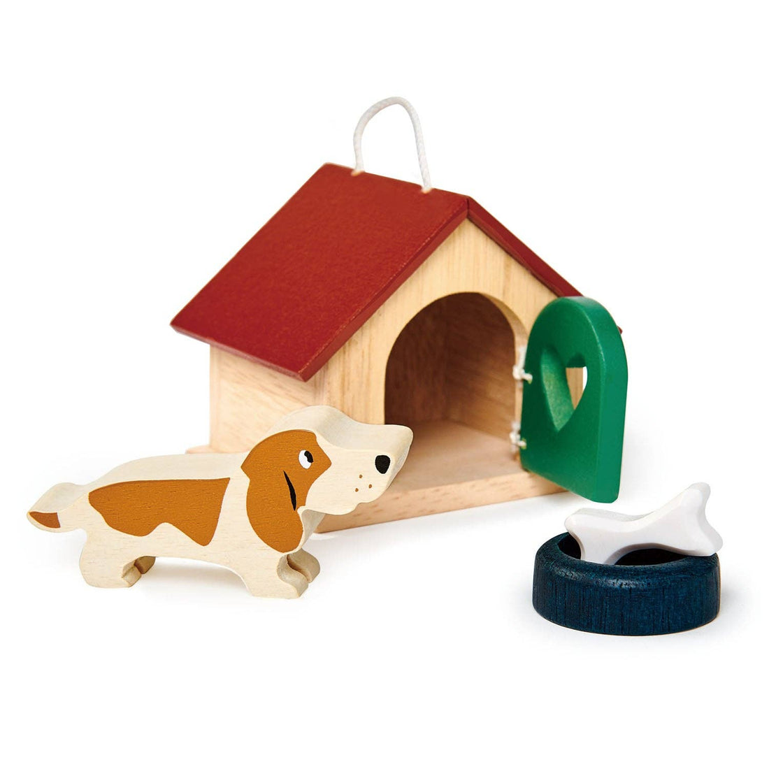 Wooden Pet Dog & Kennel Play Set - Dolls House Accessory - Imagination Wooden Toys