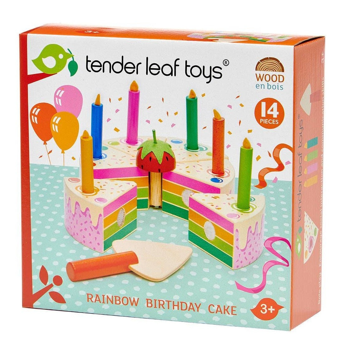 Rainbow Birthday Cake Wooden Pretend Play Food - Imagination Wooden Toys