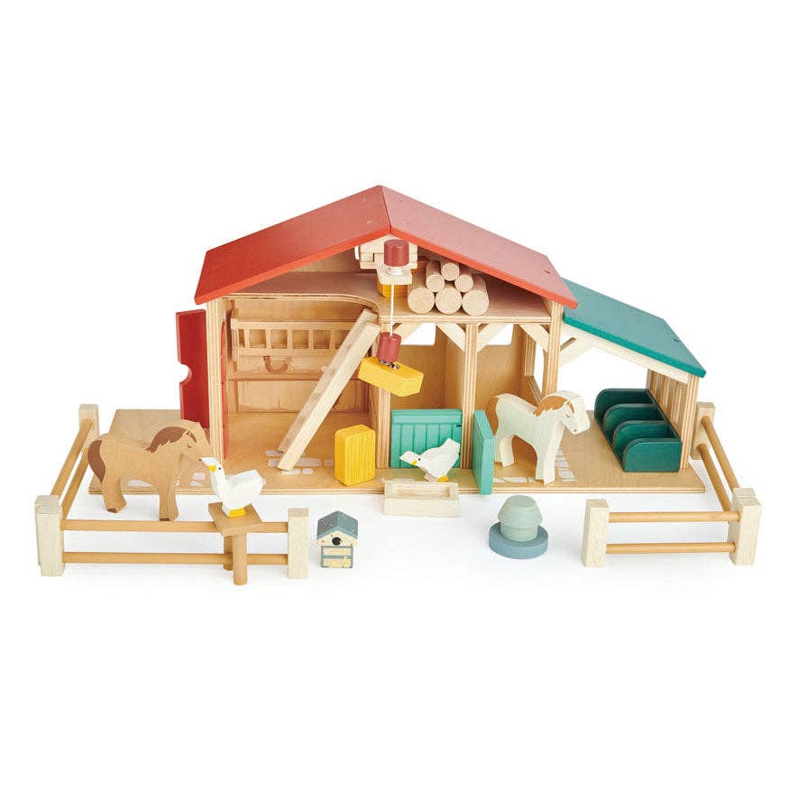 Tender Leaf Farm Yard Barn & Animals - Wooden Toy Play Set - Imagination Wooden Toys