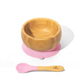 Avanchy Baby Bamboo Stay Put Suction Bowl + Spoon: Pink - Imagination Wooden Toys