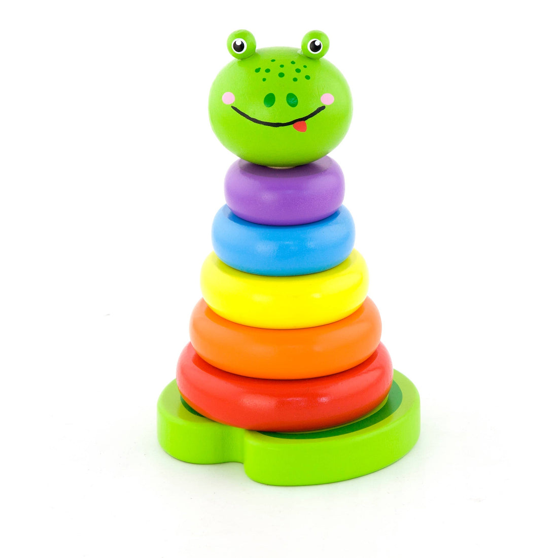 Colourful Wooden Toy Ring Tower Frog Stacker - Imagination Wooden Toys