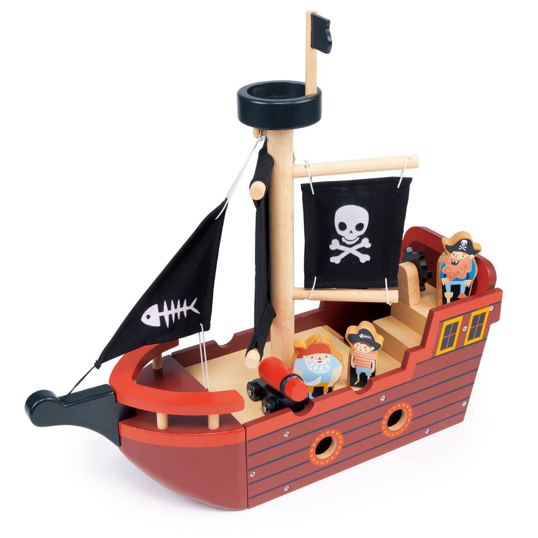 Fishbones Pirate Ship Wooden Boat Toy - Mentari - Imagination Wooden Toys