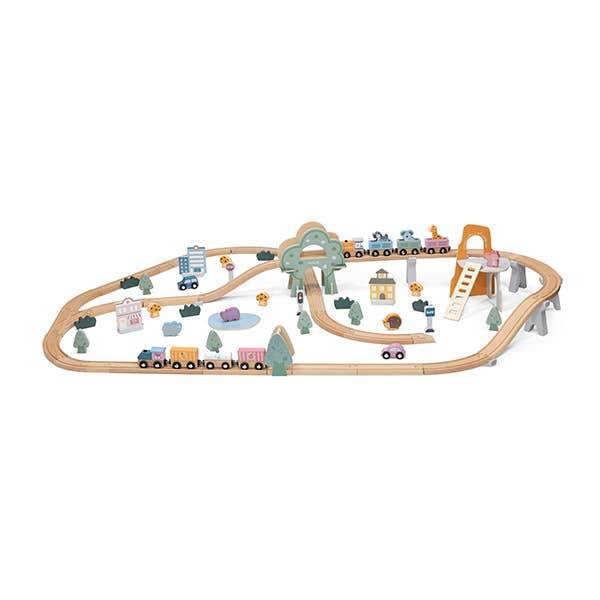 Wooden Train Set Animal City - 90 Piece Set by PolarB - Imagination Wooden Toys