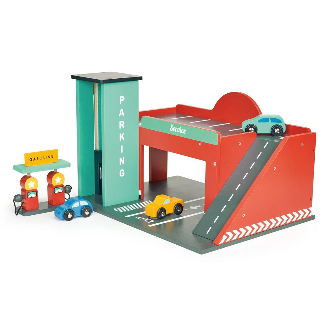 Gas Petrol Service Station Garage - Wooden Toy Play Set - Imagination Wooden Toys