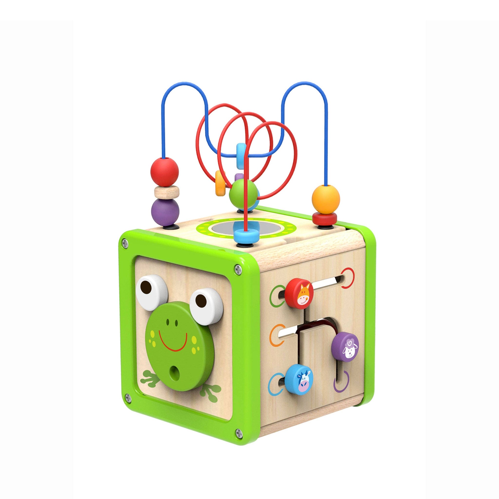 Small Wooden Activity Play Cube - 5 Activities: Woody Treasures - Imagination Wooden Toys