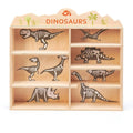 Wooden Toy Dinosaurs & Shelf - 8 Dinosaur Set - Imagination Wooden Toys