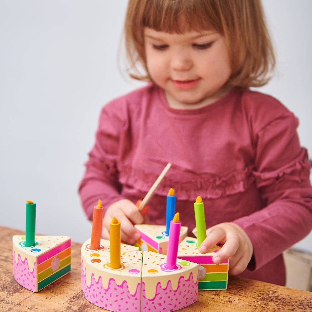 Rainbow Birthday Cake Wooden Pretend Play Food - Imagination Wooden Toys