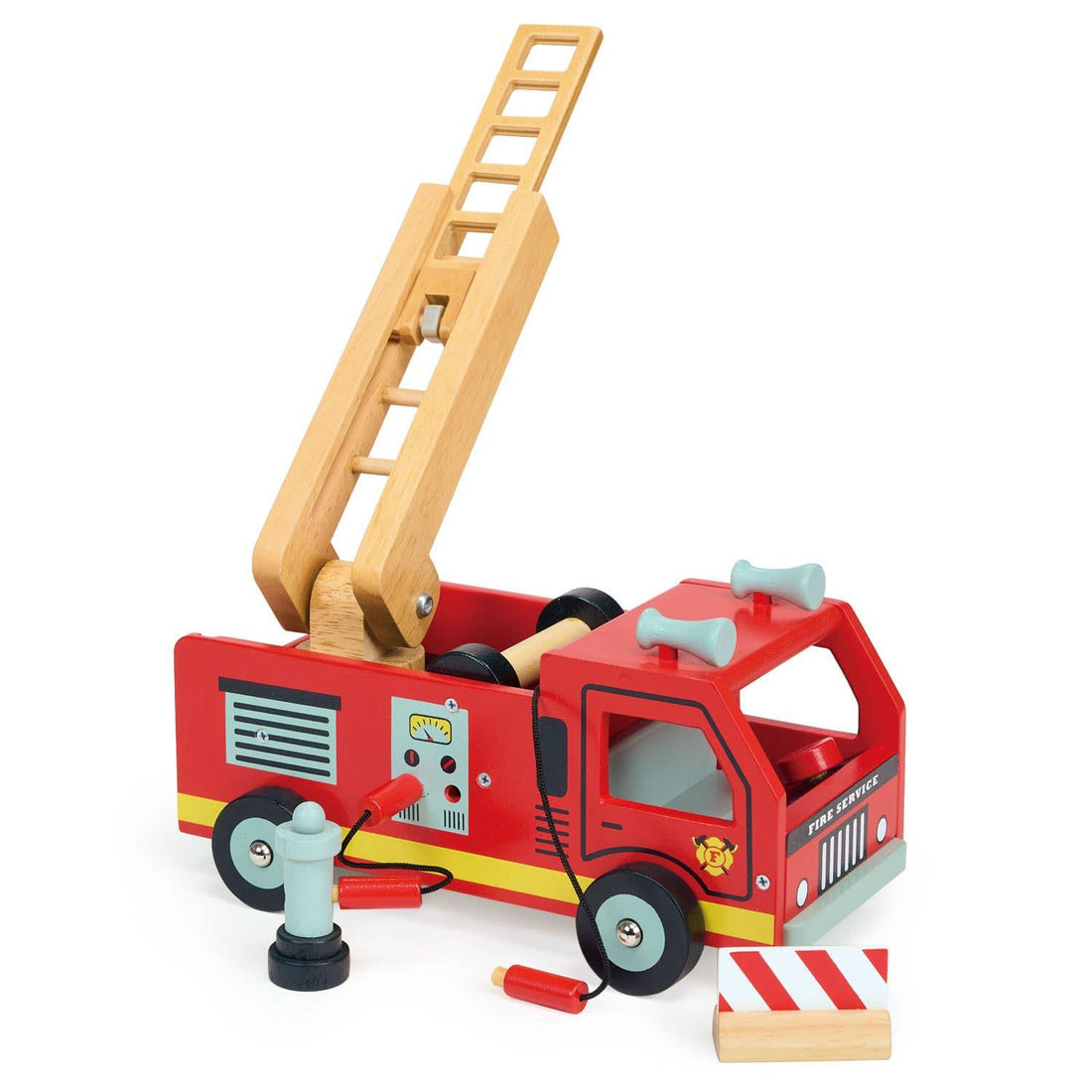 Wooden Emergency Red Fire Engine Toy - Mentari - Imagination Wooden Toys