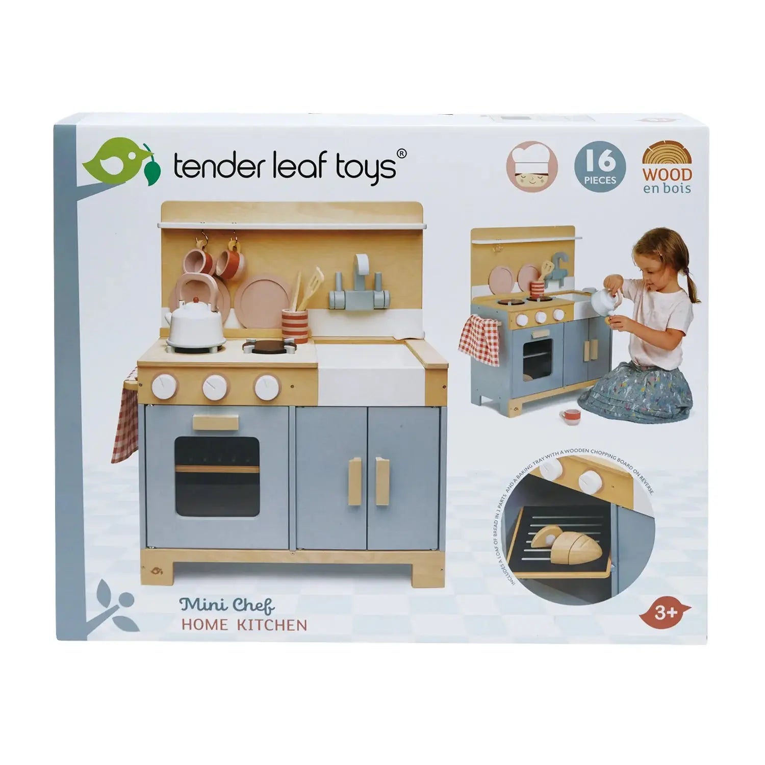 Home Kitchen - Wooden Role Play Kitchen Toy Set - Imagination Wooden Toys